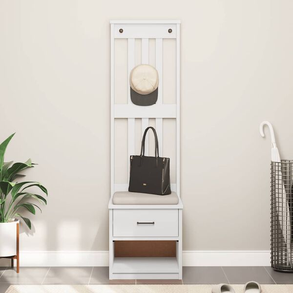 vidaXL Árvore de Hall SANDNES Branca 45x40x159,5 cm Madeira Maciça de Pinho