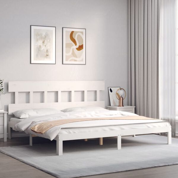 vidaXL Cama sem colch&atilde;o 200x200 cm madeira de pinho maci&ccedil;a branco