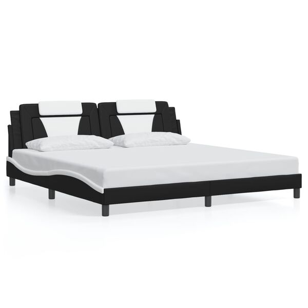 vidaXL Estrutura de cama Viana com LED sem colch&atilde;o 200x200 cm preto/branco