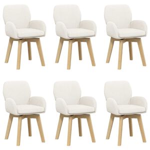 vidaXL Cadeiras de Jantar Girat&oacute;rias 6 unid. Boucl&eacute; Creme