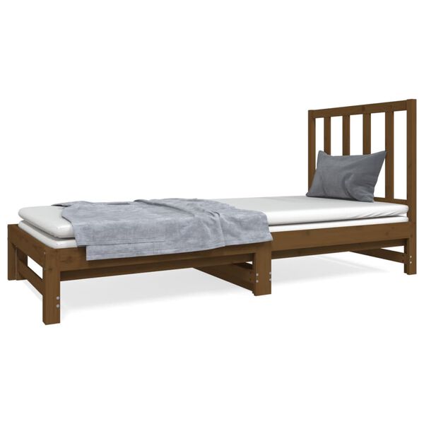 vidaXL Estrutura sof&aacute;-cama de puxar 2x(90x190)cm pinho maci&ccedil;o castanho