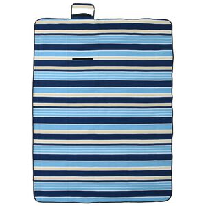 vidaXL Manta piquenique dobr&aacute;vel 200x150 cm veludo riscas azul/branco