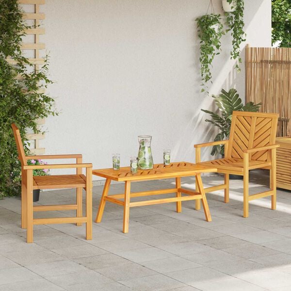 vidaXL Conjunto de Lounge de Jardim 3 pcs Castanho