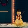 vidaXL Boneco de neve decorativo com luz LED tecido de luxo 90 cm