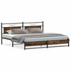 vidaXL Estrutura de cama sem colch&atilde;o 193x201cm metal carvalho fumado
