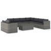 vidaXL 10 pcs conjunto lounge de jardim c/ almofad&otilde;es vime PE cinzento