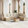 vidaXL Conjunto de Sof&aacute; de Jardim 9 pcs Bege e Creme Polirattan