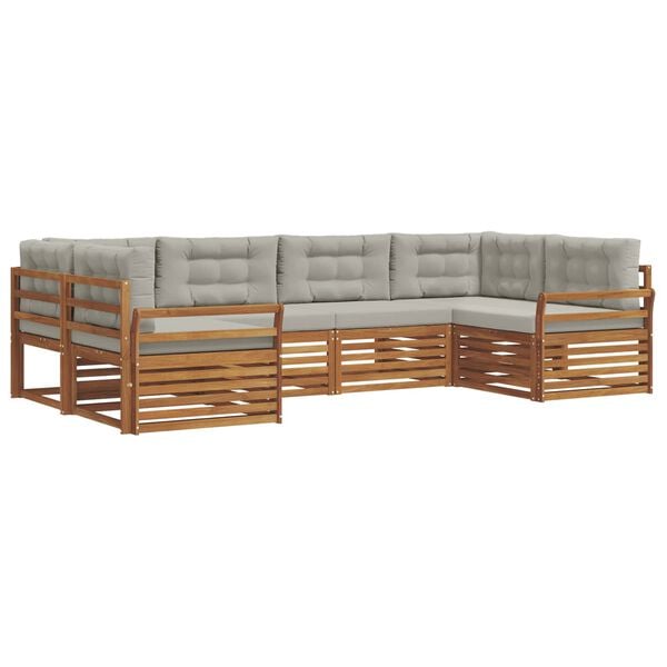 vidaXL Conjunto de Sof&aacute;s para Exterior 6 pcs Cinza Natural e Claro