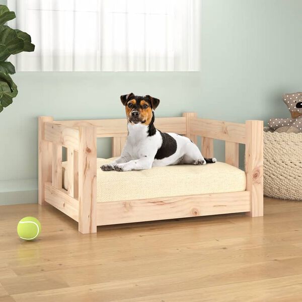 vidaXL Cama para c&atilde;es 55,5x45,5x28 cm madeira de pinho maci&ccedil;a