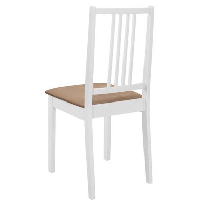 vidaXL Cadeiras de jantar com almofadões 4 pcs madeira maciça branco