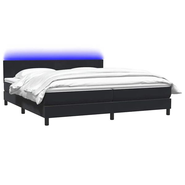 vidaXL Cama box spring c/ colch&atilde;o e LED 180x220 cm veludo preto