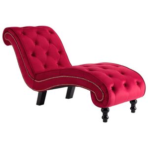 vidaXL Chaise longue em veludo vermelho
