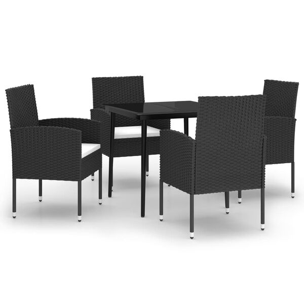 vidaXL 5 pcs Conjunto de jantar para jardim preto