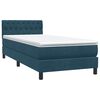 vidaXL Cama com molas/colch&atilde;o azul-escuro 80x210 cm veludo