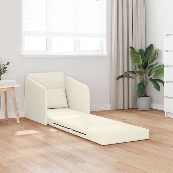 vidaXL Sof&aacute;-Cama Creme 65 x 80 x 83 cm Veludo