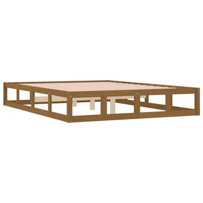 vidaXL Estrutura cama casal 135x190 cm madeira maciça castanho-mel