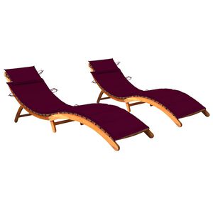 vidaXL Espregui&ccedil;adeiras com almofad&otilde;es 2 pcs madeira de ac&aacute;cia maci&ccedil;a