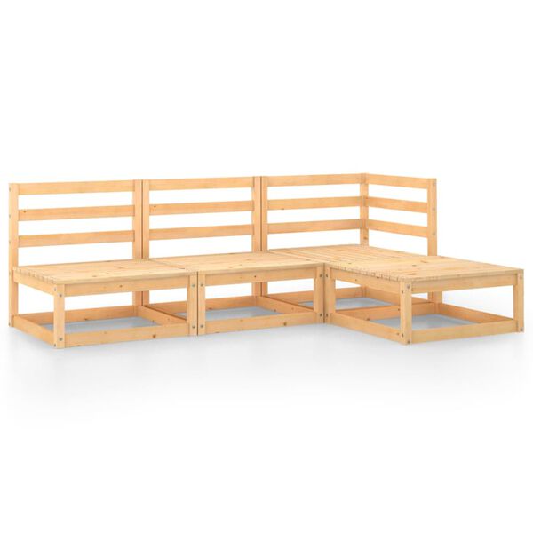 vidaXL 4 pcs conjunto lounge de jardim pinho maci&ccedil;o