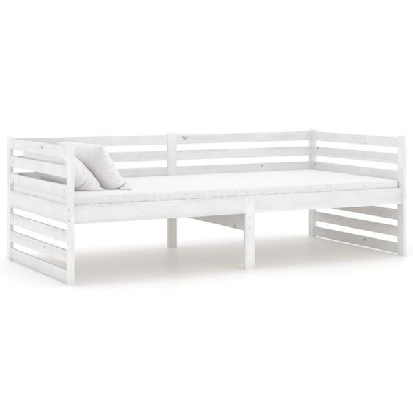 vidaXL Sof&aacute;-cama com colch&atilde;o 90x200 cm pinho maci&ccedil;o branco