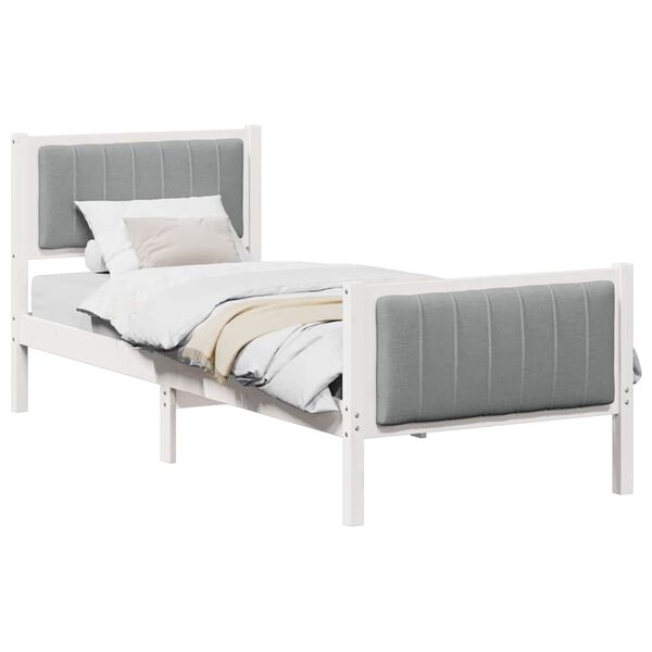 vidaXL Estrutura da cama Branco e cinza claro 75 x 190 cm