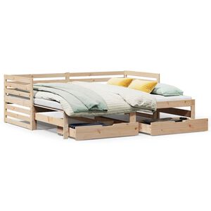 vidaXL Sofá-cama com gavetas 90x200 cm madeira de pinho maciça