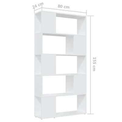 vidaXL Estante/divisória 80x24x155 cm contraplacado branco