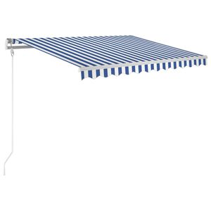 vidaXL Toldo retr&aacute;til autom&aacute;tico 300x250 cm azul e branco