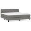 vidaXL Cama com molas/colch&atilde;o 160x200 cm tecido cinzento-escuro