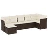 vidaXL 7 pcs conjunto de sof&aacute;s jardim c/ almofad&otilde;es vime PE castanho