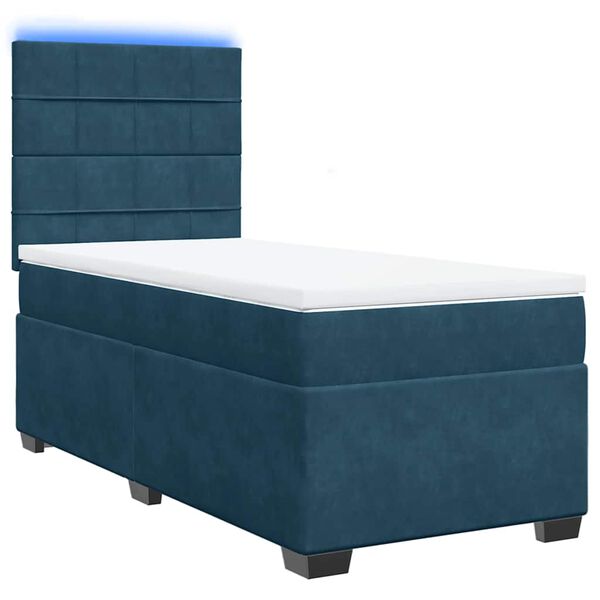 vidaXL Cama boxspring com colch&atilde;o 100x200 cm veludo azul