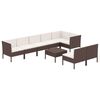 vidaXL 9 pcs conjunto lounge jardim c/ almofad&otilde;es vime PE castanho