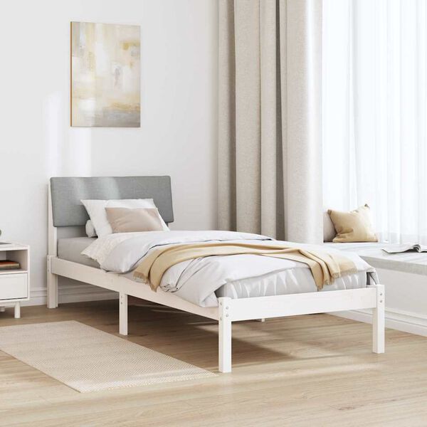 vidaXL Estrutura da cama Branco e cinza claro 75 x 190 cm