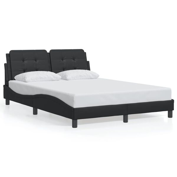 vidaXL Estrutura de cama sem colch&atilde;o Zadar 140x190 cm couro artificial preto