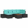 vidaXL Conjunto de Sof&aacute; de Jardim 7 unid. Preto Rattan Sint&eacute;tico