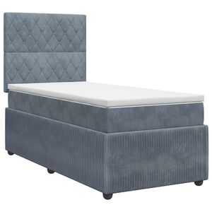 vidaXL Cama box spring com colch&atilde;o Cinzento-Escuro 80 x 200 cm Veludo