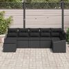 vidaXL Conjunto de Sofá de Jardim com almofada 7 pcs Preto vime PE