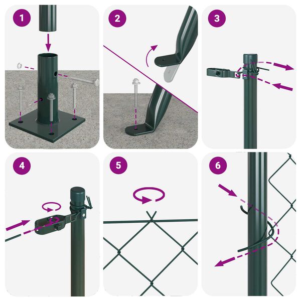 vidaXL Poste de Cerca Verde 10 x 1,4 m (malha 40 x 40 mm) A&ccedil;o e PVC