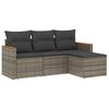 vidaXL 4 pcs conjunto sof&aacute;s de jardim c/ almofad&otilde;es vime PE cinzento