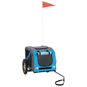 vidaXL Reboque bicicleta p/ animais tecido oxford/ferro azul/cinza