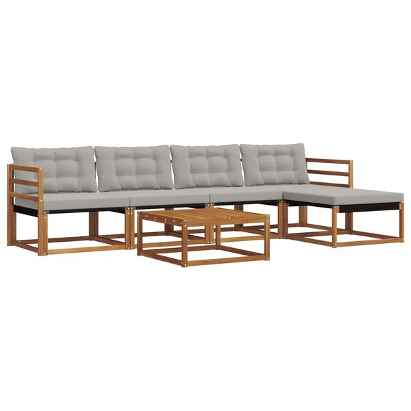 vidaXL Conjunto de Sof&aacute;s para Exterior 6 pcs Cinza Natural e Claro