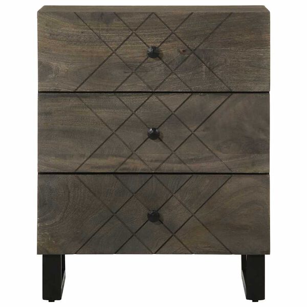 vidaXL Mesa de cabeceira preto 50x33x62 cm madeira de mangueira maci&ccedil;a