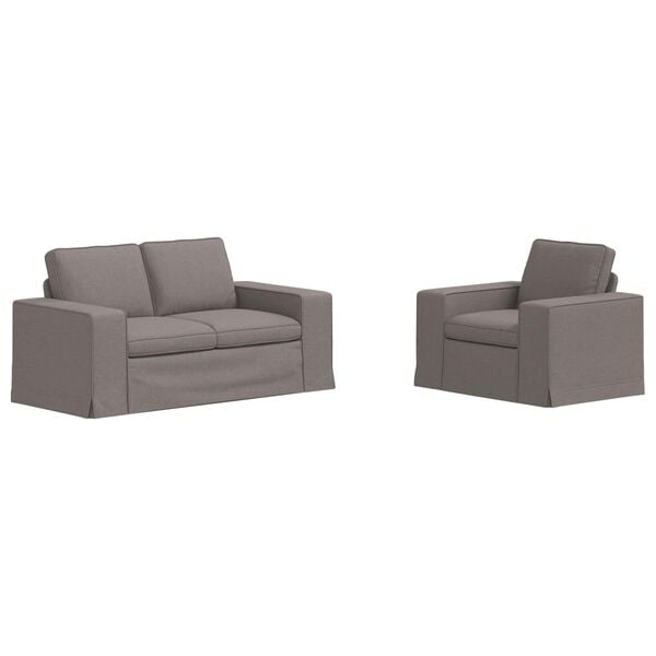 vidaXL Sof&aacute; 2 pcs Cinzento-acastanhado 182 x 80 x 82 cm tecido