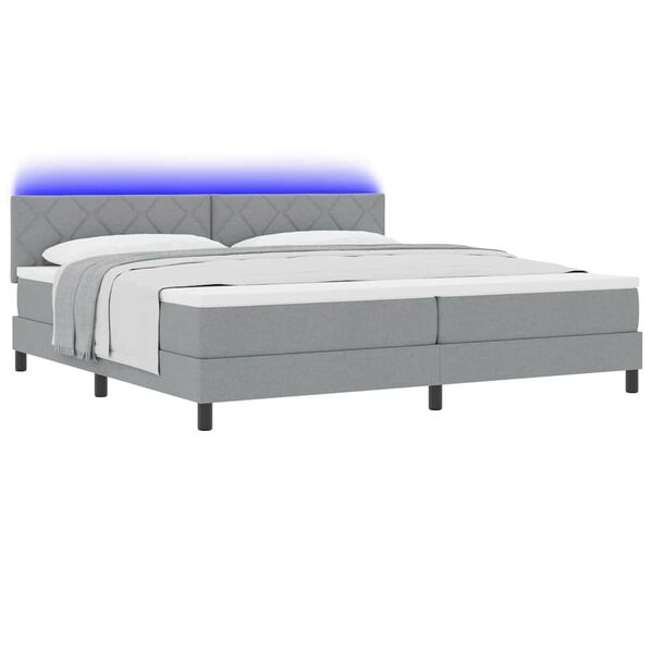 vidaXL Cama Box com colch&atilde;o Cinzento-claro 200 x 200 cm tecido