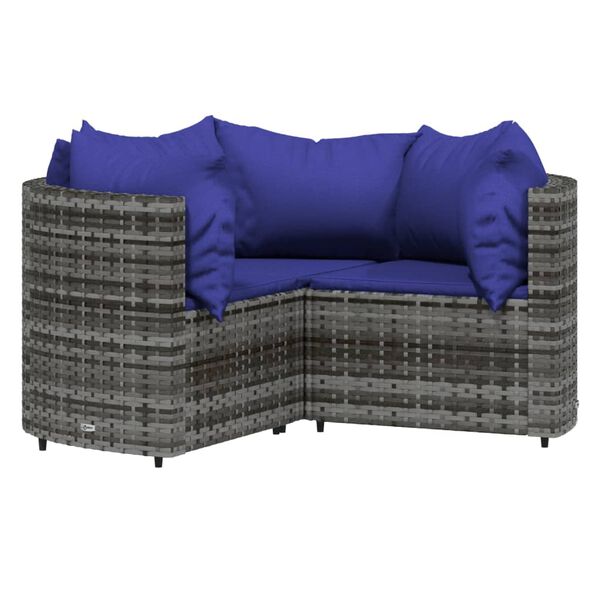 vidaXL 4 pcs conjunto lounge de jardim c/ almofadões vime PE cinzento