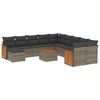 vidaXL 12 pcs conjunto de sof&aacute;s jardim c/ almofad&otilde;es vime PE cinzento