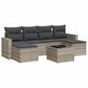 vidaXL 7 pcs conj. sof&aacute;s jardim com almofad&otilde;es vime PE cinzento-claro