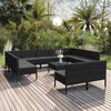 vidaXL 12 pcs conjunto lounge de jardim c/ almofad&otilde;es vime PE preto