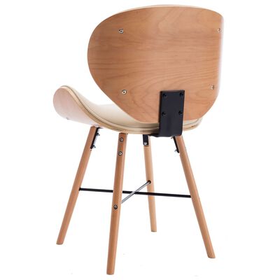 vidaXL Cadeiras de jantar 2 pcs couro artificial/madeira curvada creme
