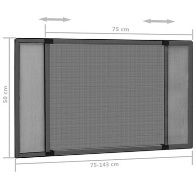 vidaXL Tela anti-insetos extensível p/ janelas (75-143)x50cm antracite