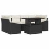 vidaXL Conjunto de Sof&aacute; de Jardim 7 unid. Preto e Creme vime PE